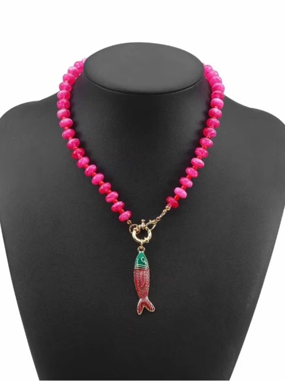 NeW! Fish Pendant Pink Beaded Necklace 🐠 A1-49 - Picture 3 of 3